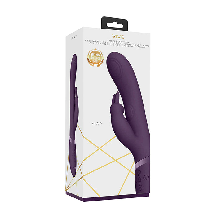 VIVE MAY Rechargeable Dual Pulse-Wave Silicone Rabbit Vibrator Purple