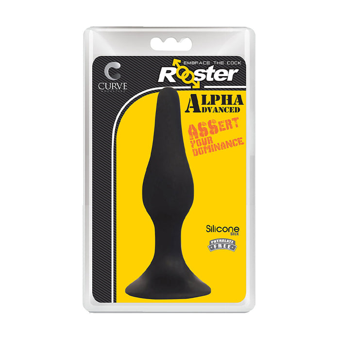 Curve Toys Rooster Alpha Advanced Silicone Anal Plug with Suction Cup Black