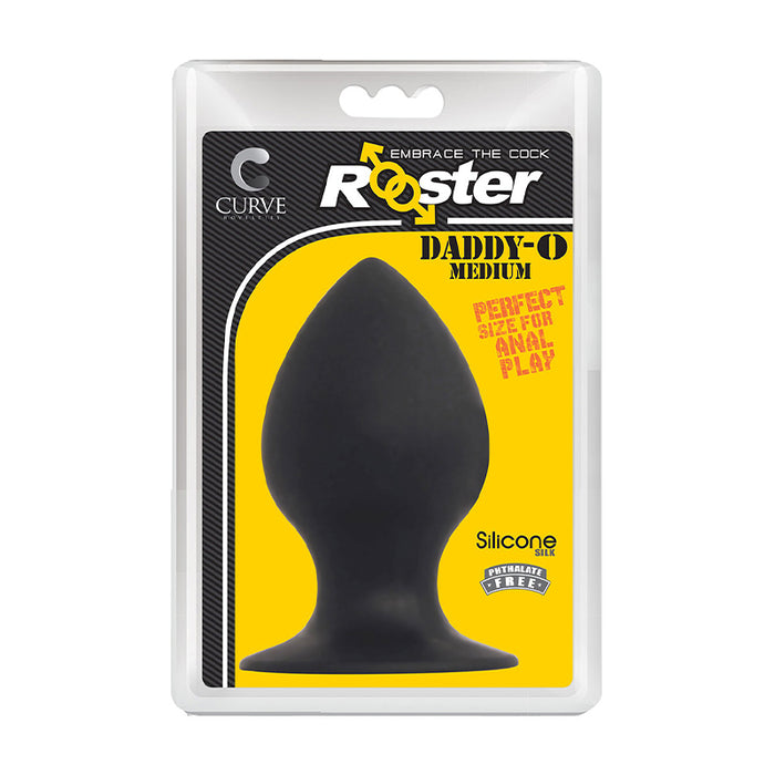 Curve Toys Rooster Daddy-O Medium Silicone Anal Plug with Suction Cup Black