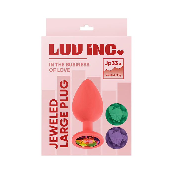 Luv Inc Jp33 Jeweled Large Plug Silicone with 3-Piece Interchangeable Gems Coral