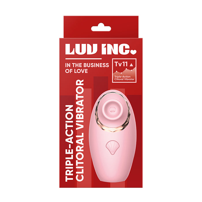 Luv Inc Tv11 Triple-Action Clitoral Vibrator Rechargeable Silicone 3-in-1 Stimulator Pink