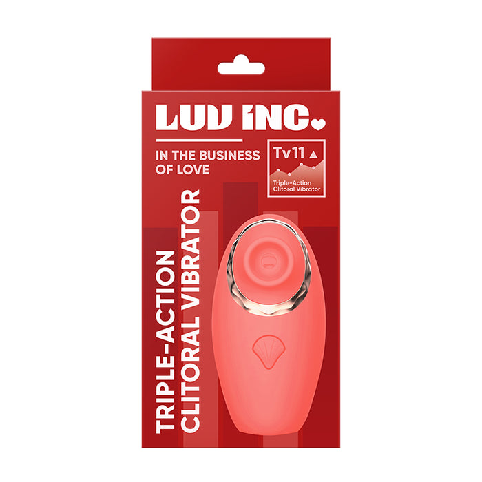 Luv Inc Tv11 Triple-Action Clitoral Vibrator Rechargeable Silicone 3-in-1 Stimulator Coral