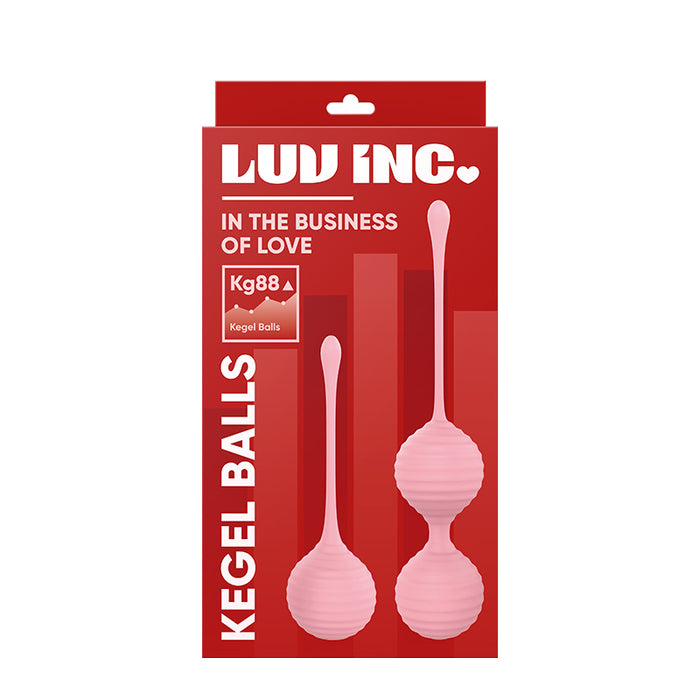 Luv Inc Kg88 Kegel Balls Ribbed Silicone 2-Piece Set Light Pink