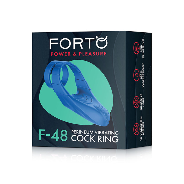 Forto F-48 Rechargeable Silicone Perineum Vibrating Double Cockring Blue