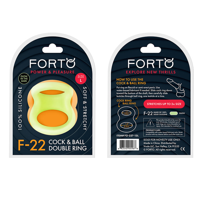 Forto F-22 Liquid Silicone Cock & Ball D-Ring Large Glow