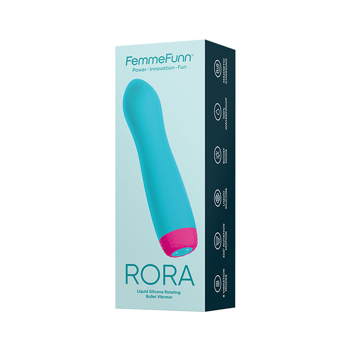 FemmeFunn Rora Rechargeable Silicone Rotating Bullet Vibrator Turquoise