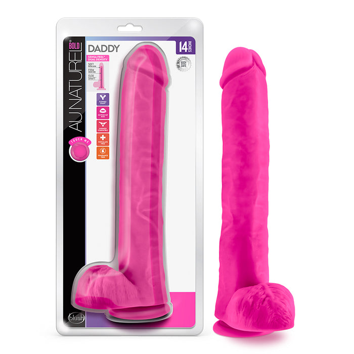 Blush Au Naturel Bold Daddy 14 in. Posable Dual Density Dildo with Balls & Suction Cup Pink