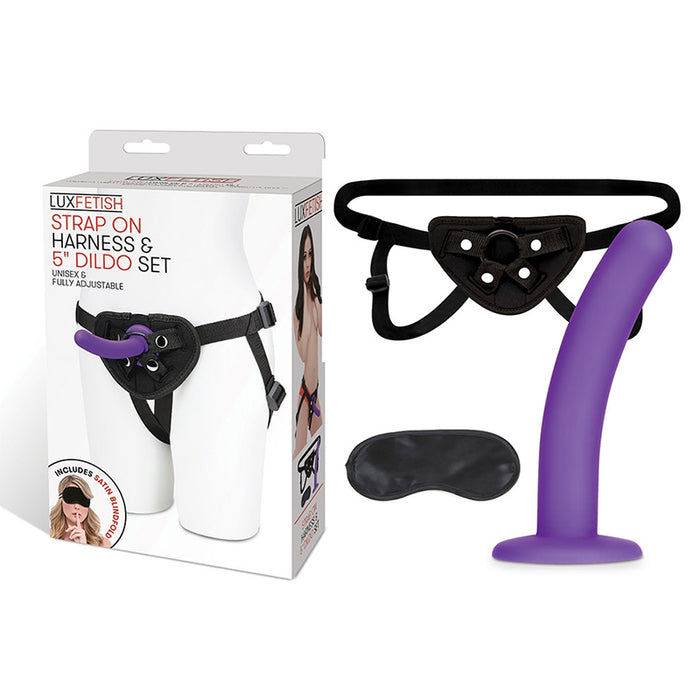 Lux Fetish Strap-On Harness & 5 in. Dildo Set