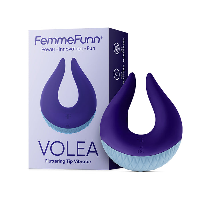 FemmeFunn Volea Rechargeable Silicone Fluttering Tip Vibrator Dark Purple