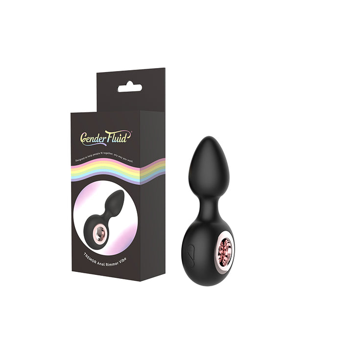 Gender Fluid Tremor Rechargeable Silicone Anal Rimmer Vibrating Plug Black