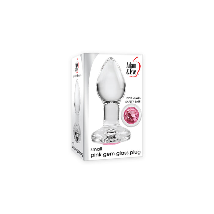 Adam & Eve Glass Anal Plug With Pink Gemstone Base Small