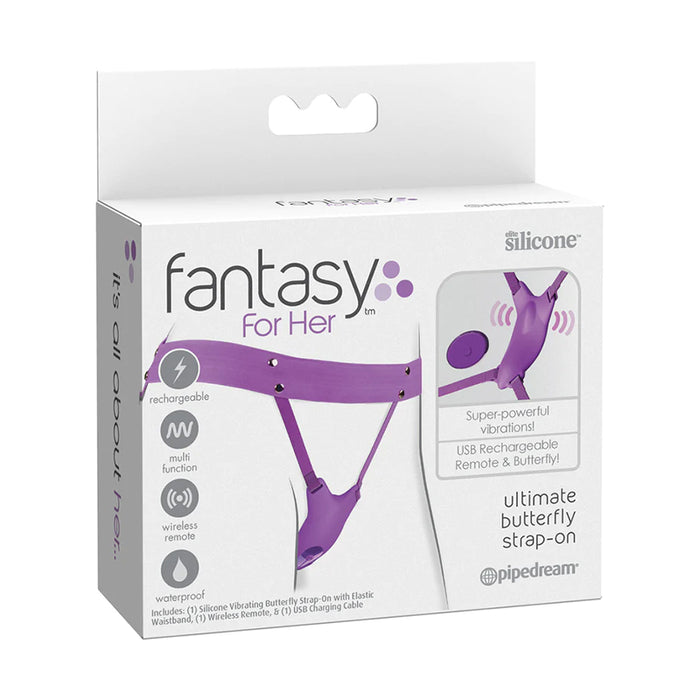 Fantasy For Her Ultimate Butterfly Strap-On Rechargeable Remote-Controlled Silicone Wearable Vibrator