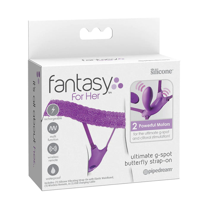 Fantasy For Her Ultimate G-Spot Butterfly Strap-On Rechargeable Remote-Controlled Silicone Wearable Vibrator
