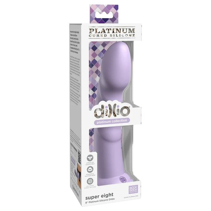 Dillio Platinum Collection Super Eight 8 in. Silicone Dildo Purple