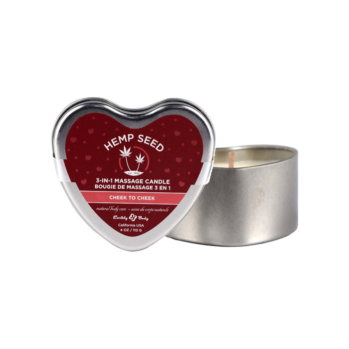 Earthly Body Hemp Seed Valentine 3-in-1 Massage Heart Candle Cheek-to-Cheek 4.7 oz / 133 g