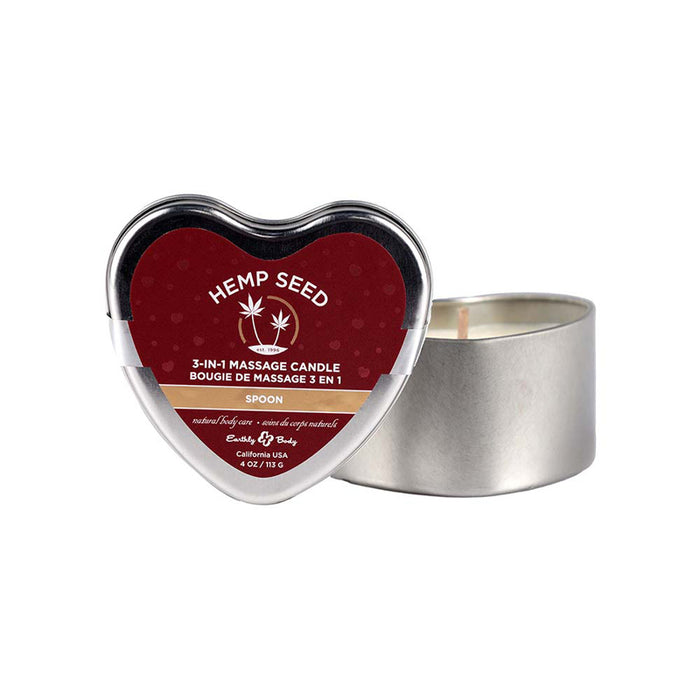 Earthly Body Hemp Seed Valentine 3-in-1 Massage Heart Candle Spoon 4.7 oz / 133 g