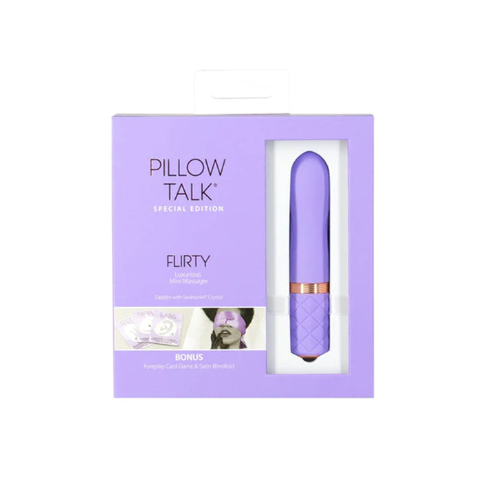 Pillow Talk Special Edition Flirty Rechargeable Silicone Mini Vibrator with Swarovski Crystal Purple