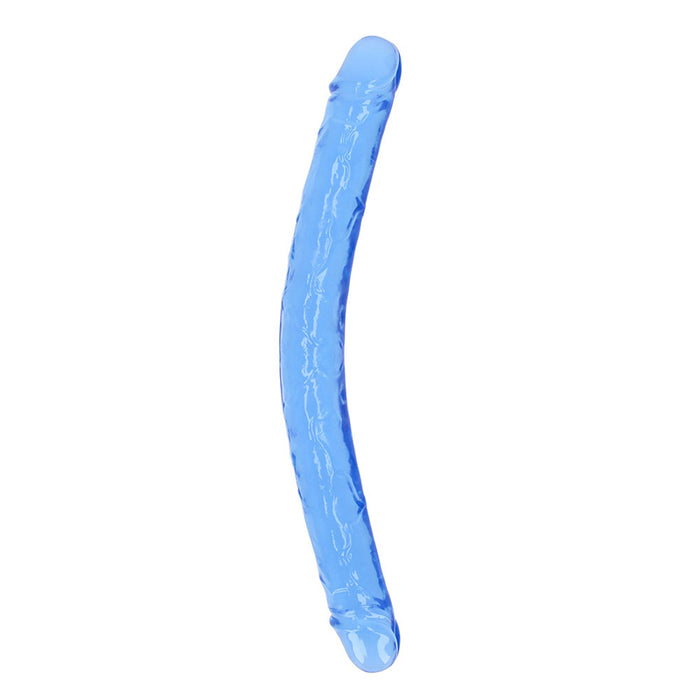 RealRock Crystal Clear Double Dong 18 in. Dual-Ended Dildo Blue