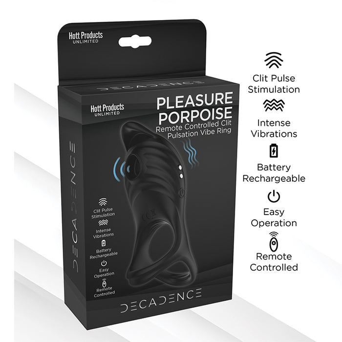 Decadence Pleasure Porpoise Cock Ring/Clit Stimulator With Remote Control