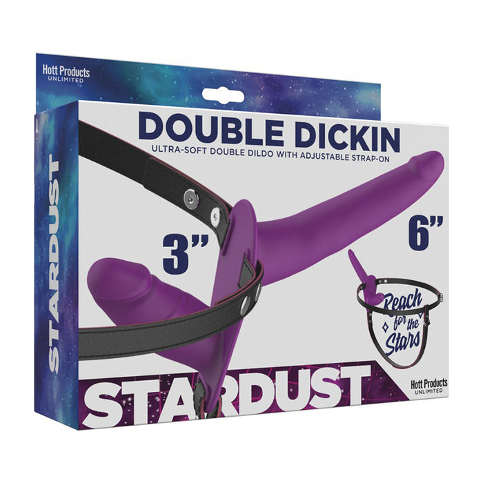 Stardust Double Dickin Dual-Function Strap-On With Harness Silicone Purple