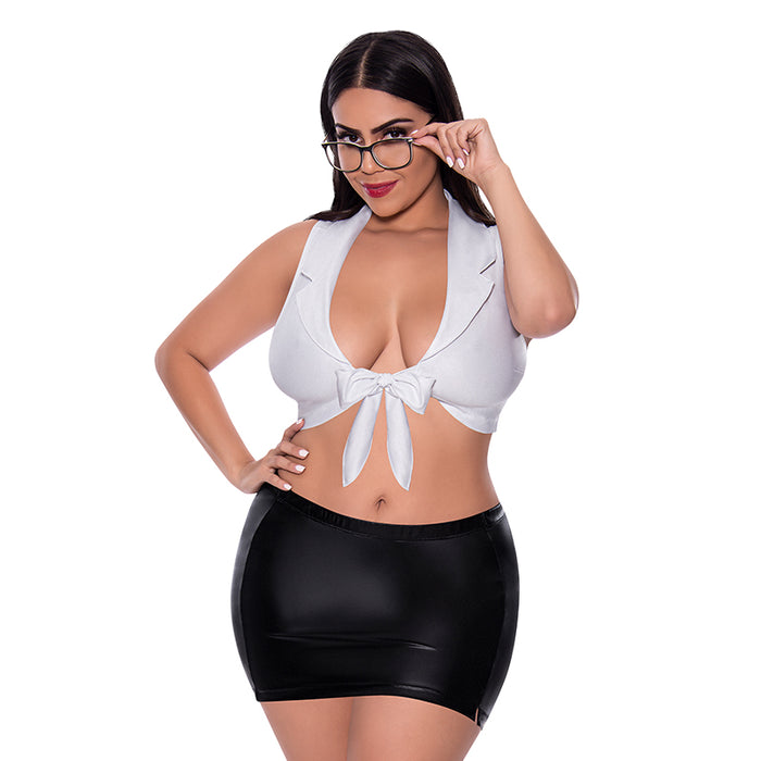 Magic Silk Dress Up Sexy CEO Costume White Queen Size