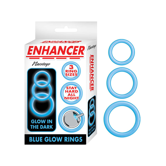 Enhancer Blue Glow Rings Set of 3