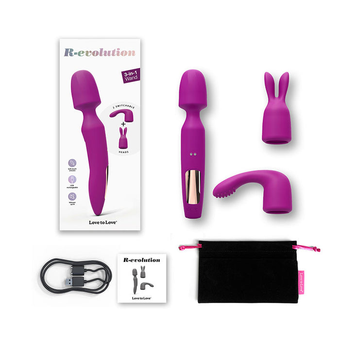 Love to Love R-evolution Rechargeable 3-in-1 Wand Vibrator Sweet Orchid