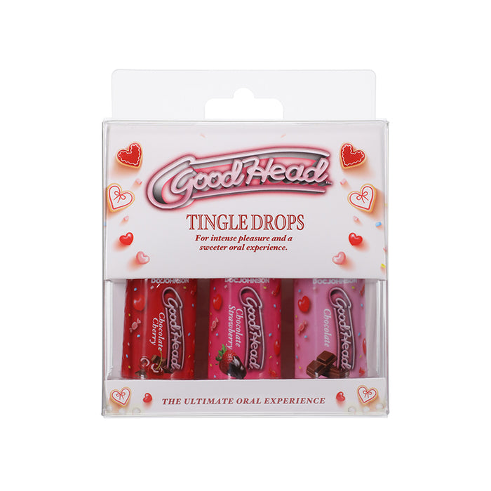 GoodHead Tingle Drops Chocolate, Chocolate Cherry, Chocolate Strawberry 3-Pack 1 oz.