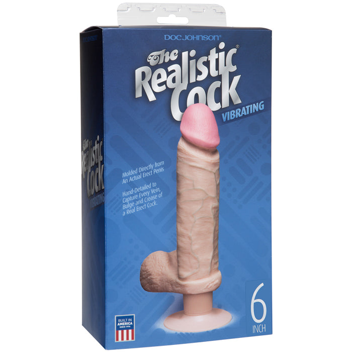 The Realistic Cock - Vibrating - 6 Inch White