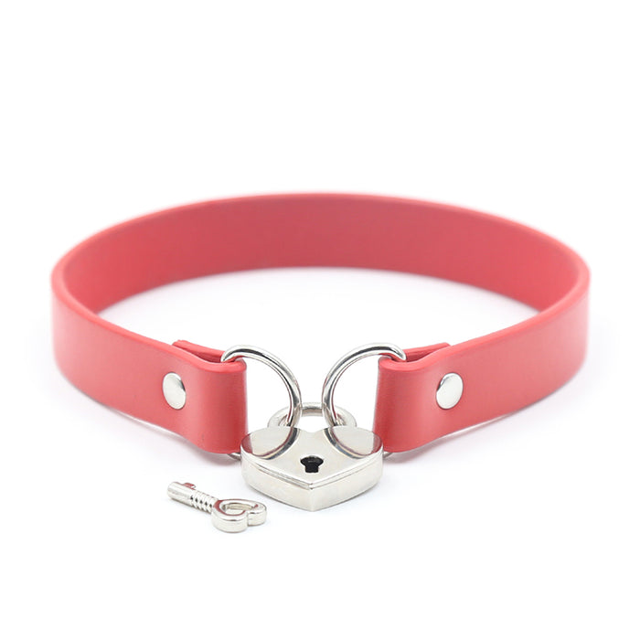 Ple'sur PVC Collar With Heart Lock & Key  Red Bag Packaging