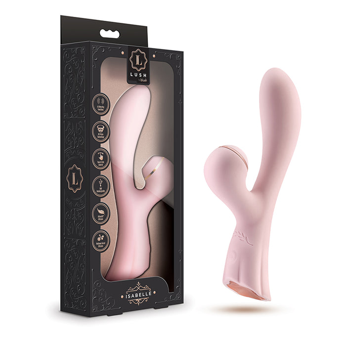 Blush Lush Isabelle Rechargeable Silicone Air Pulse Dual Stimulation G-Spot Vibrator Pink