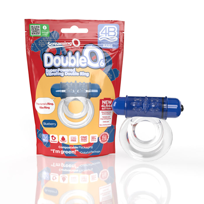 Screaming O 4B DoubleO 6 Vibrating Double Cockring Blueberry