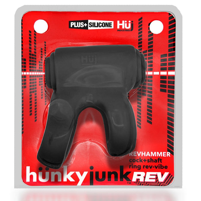 Hunkyjunk Revhammer Cock & Shaft Ring with Bullet Vibrator Tar Ice