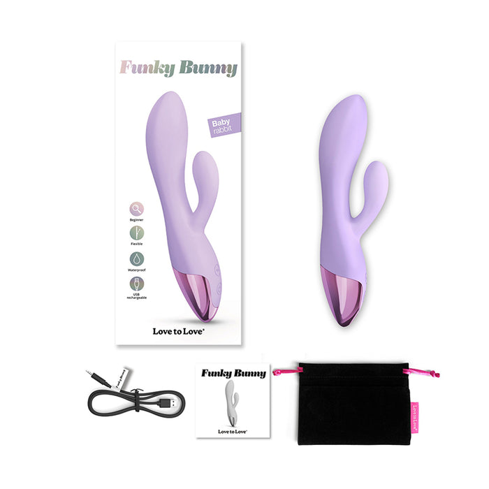 Love to Love Funky Bunny Rechargeable Baby Rabbit Silicone Dual Stimulation Vibrator Viva Mauve