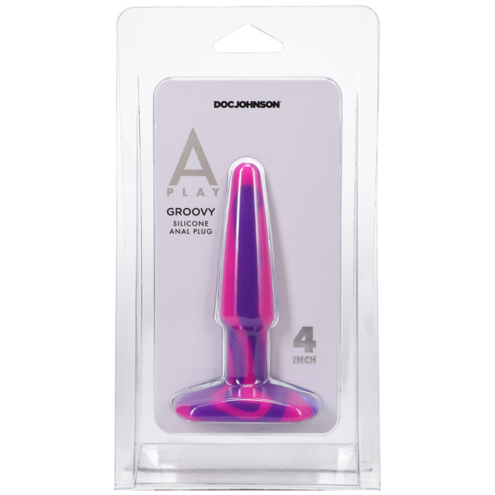 A-Play Groovy 4 in. Silicone Anal Plug Berry