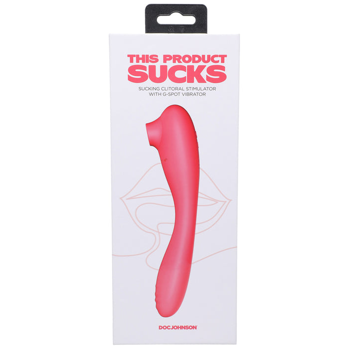 This Product Sucks Rechargeable Bendable Dual Ended Silicone Sucking Clitoral Stimulator & G-Spot Vibrator Pink