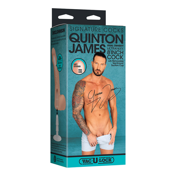 Signature Cocks Quinton James ULTRASKYN 8 in. Dual Density Dildo with Removable Vac-U-Lock Suction Cup Beige