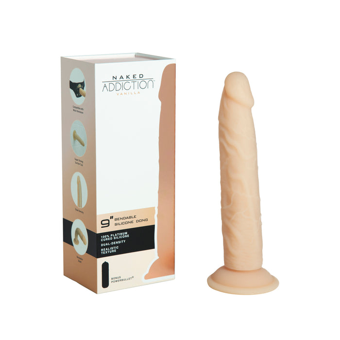 Naked Addiction Vanilla 9 in. Bendable Dual Density Silicone Dildo