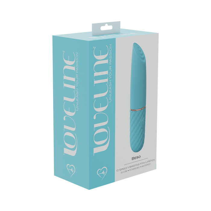 LoveLine Beso 10 Speed Vibrating Mini-Lipstick Silicone Rechargeable Waterproof Blue