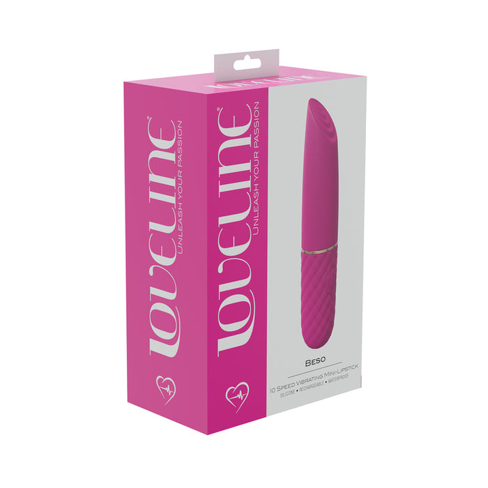 LoveLine Beso 10 Speed Vibrating Mini-Lipstick Silicone Rechargeable Waterproof Pink