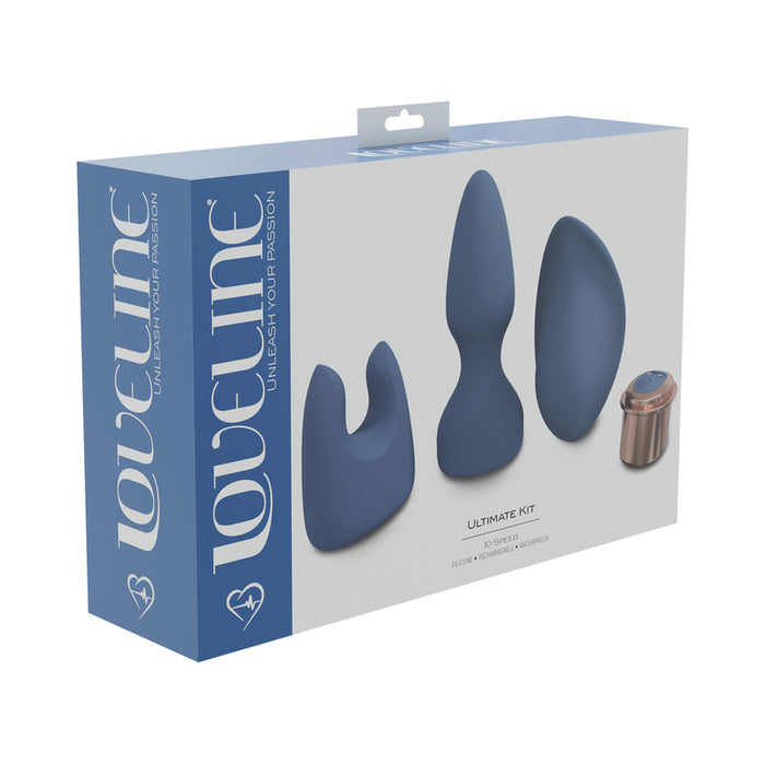 LoveLine Ultimate Kit 10 Speed Silicone Rechargeable Waterproof Blue/Grey