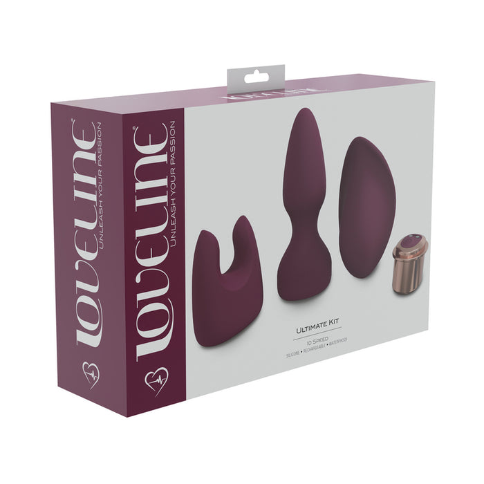 LoveLine Ultimate Kit 10 Speed Silicone Rechargeable Waterproof Burgundy