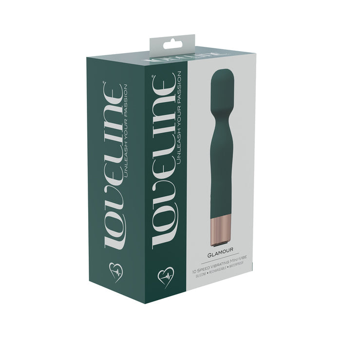 LoveLine Glamour 10 Speed Mini-Wand Silicone Rechargeable Waterproof Forest Green