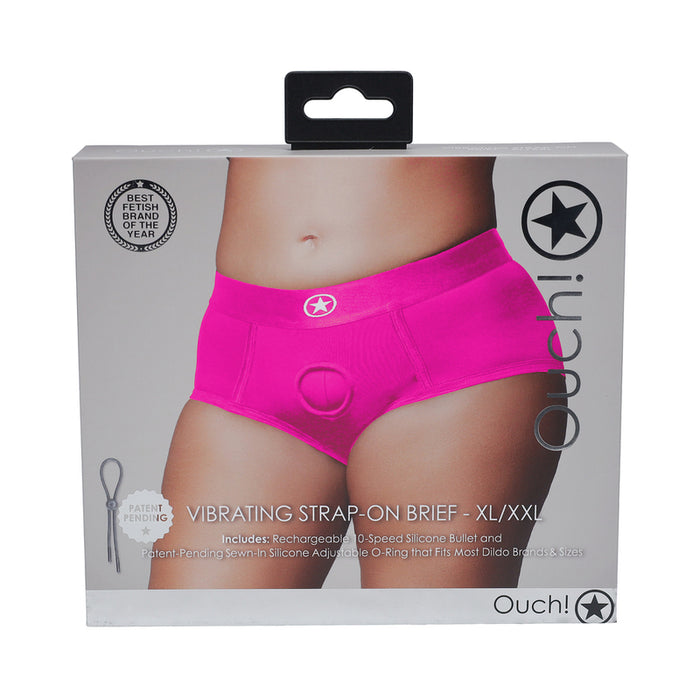 Ouch! Vibrating Strap-on Brief Pink XL/XXL