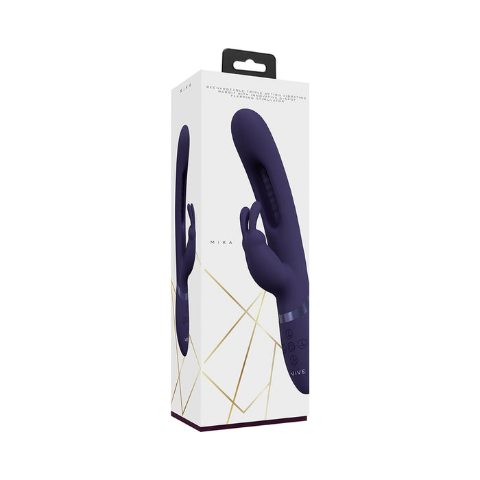 VIVE Mika Rechargeable Triple Motor Vibrating Rabbit With Innovative G-Spot Flapping Stimulator Purple