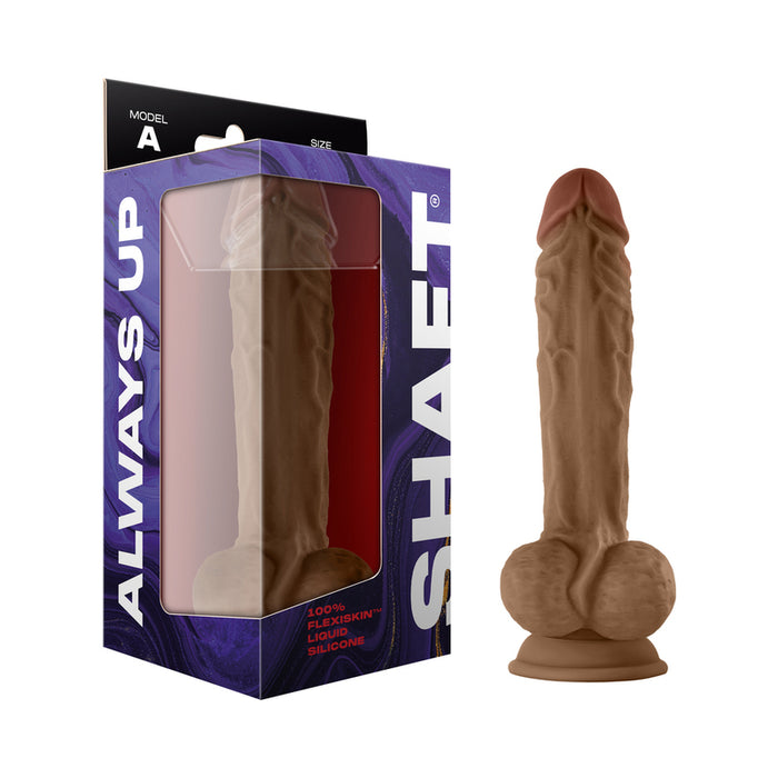 Shaft Model A: 10.5 in. Dual Density Silicone Dildo with Balls Oak