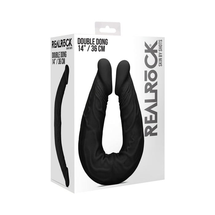 RealRock Skin Double Dong 14 in. Flexible Dual-Ended Dildo Black