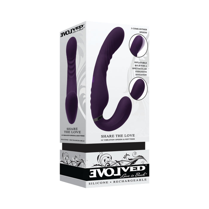Evolved Share The Love Rechargeable Inflateable Strapless Strap On Silicone Purple