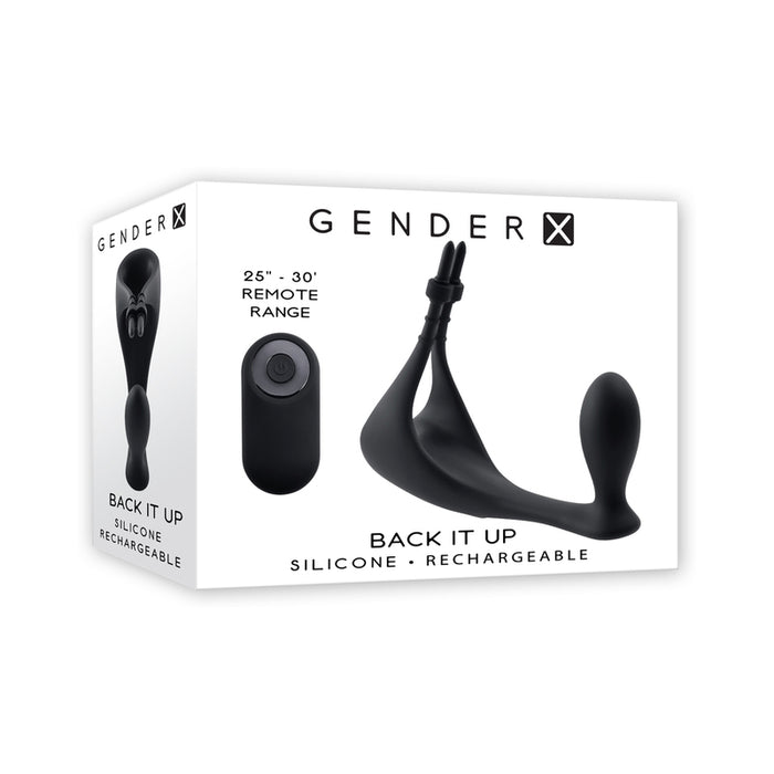Gender X Back It Up Rechargeable Lasso C-Ring and Plug with Remote Silicone Black