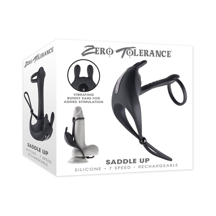 Zero Tolerance Saddle Up Rechargeable Vibrating C-Ring & Girth Enhancer Silicone Black